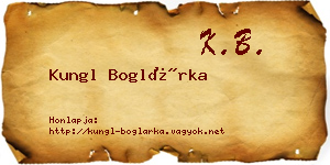 Kungl Boglárka névjegykártya
